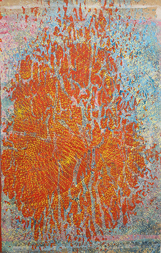 Dominante-rouge, 184x118cm, acrylique-sur-papier, 2017