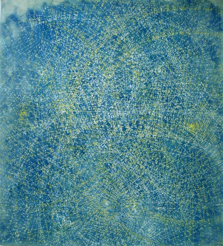Bleu/jaune, acrylique sur toile, 222x202 cm, 2015