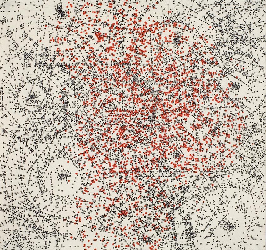 I et II et III en noir et rouge,mine de plomb et encre sur papier, 30*30 cm, 2008