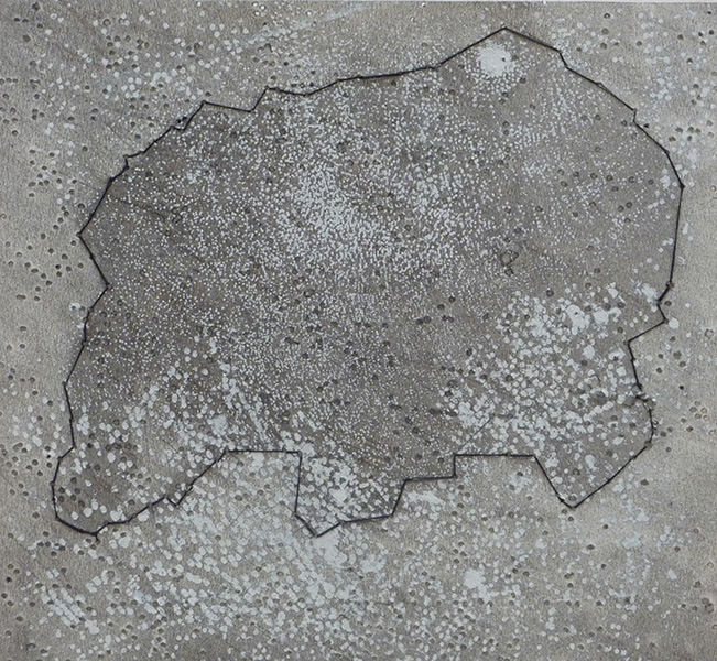 PARTICULES B, fusain, acrylique et couture sur papier, 27*36cm, 2012