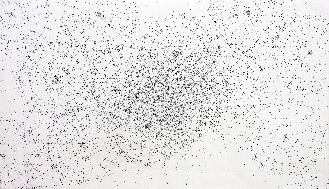 Projet pour mural , «PAR LE MILIEU», mine de plomb et encre sur papier, 33,5*59,5 cm, 2methode0, 2010/2methode1, 2011