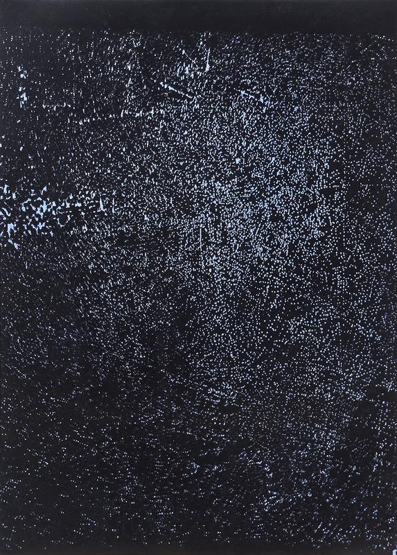Constellations nocturnes bleu , I_I, xylographie, 79x57 cm, 2020