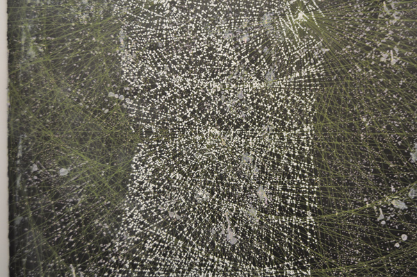 I hear the water dreaming, crayons de couleur, encre et trouées sur papier 300x113cm, 2012