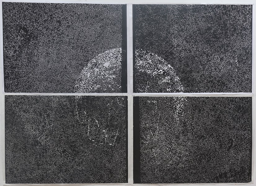 Lune de printemps I, xylographie sur bois, 160x116cm, 2019