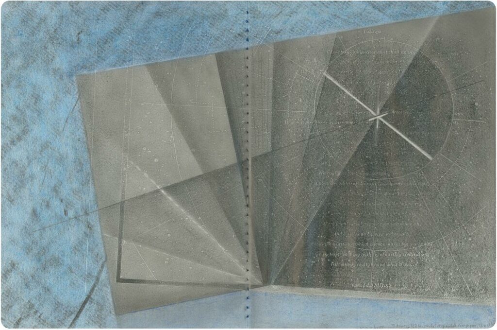 Tidings, pastel et graphite sur papier, 25x37.5cm, 2024