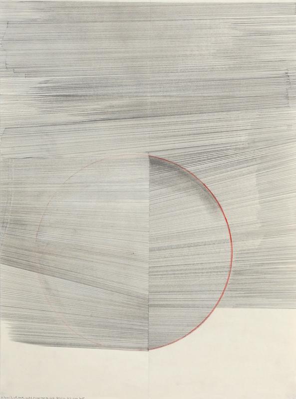 De lignes à lignes V, série 2, graphite et crayon rouge sur papier,   57.5X42 cm, 2017