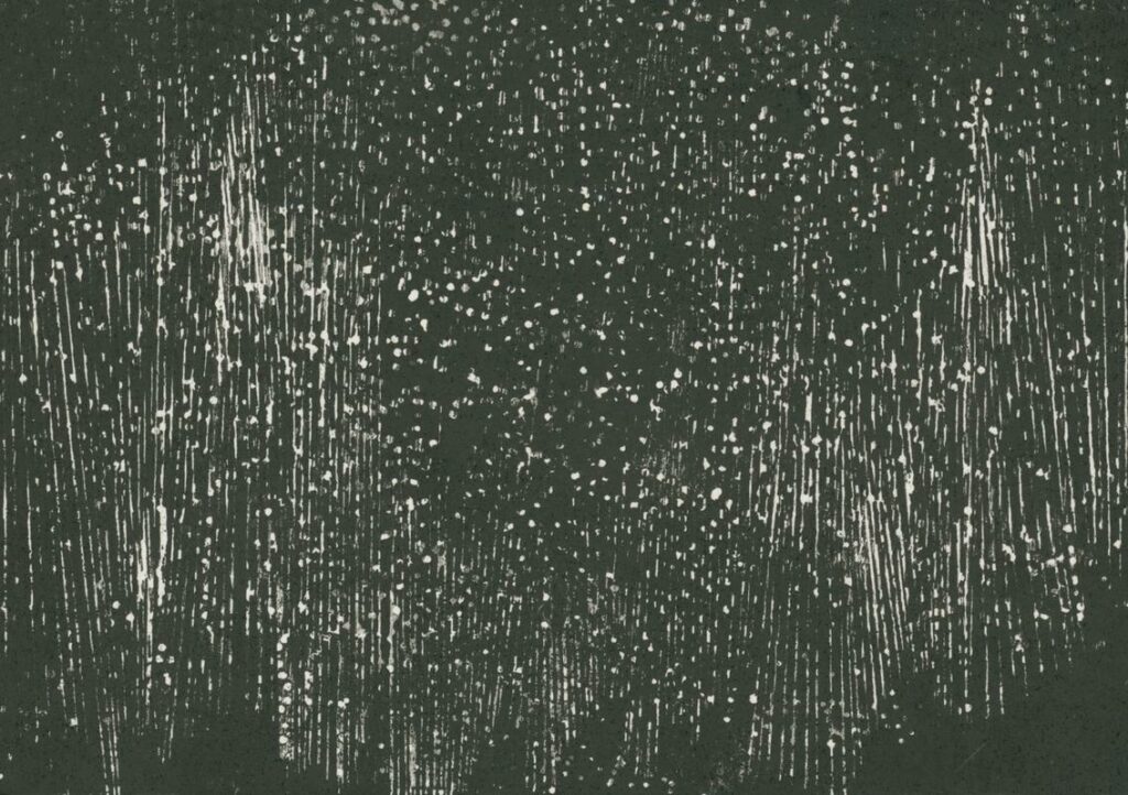 Points et lignes, xylographie, 22x15.4cm, 2023