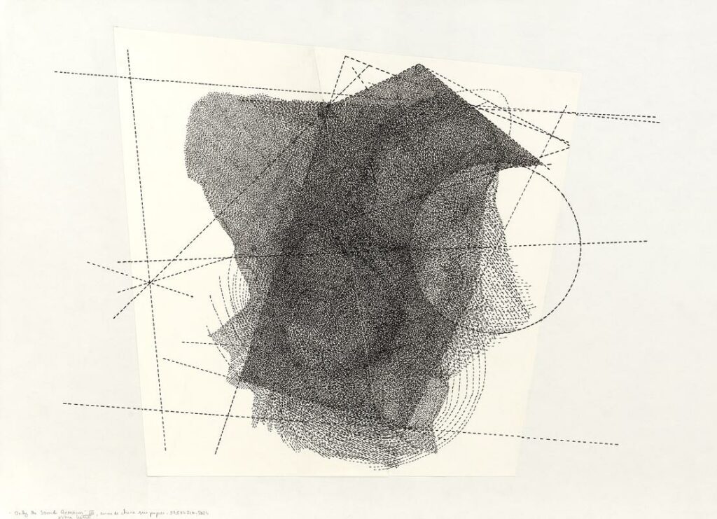 Only the sound remains III, encre sur papier, 42x57.5 cm, 2024