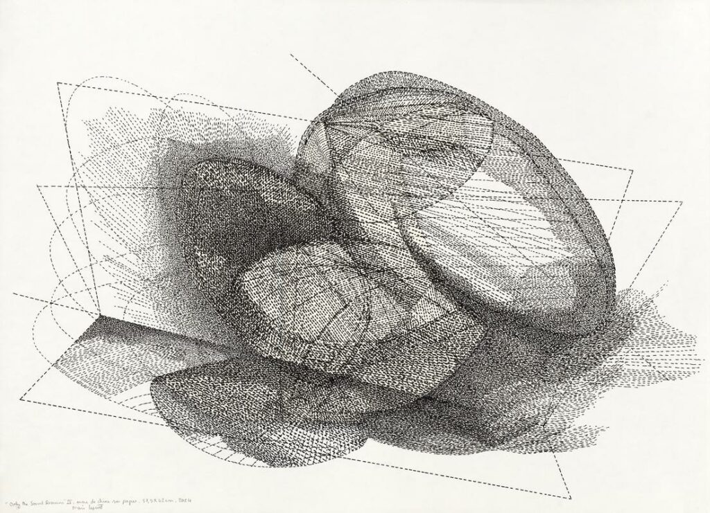 Only the sound remains V, encre sur papier, 42x57.5 cm, 2024