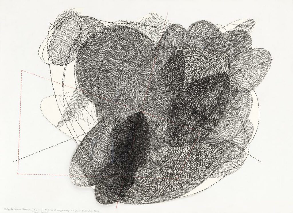 Only the sound remains VI, encre sur papier, 42x57.5 cm,  2024