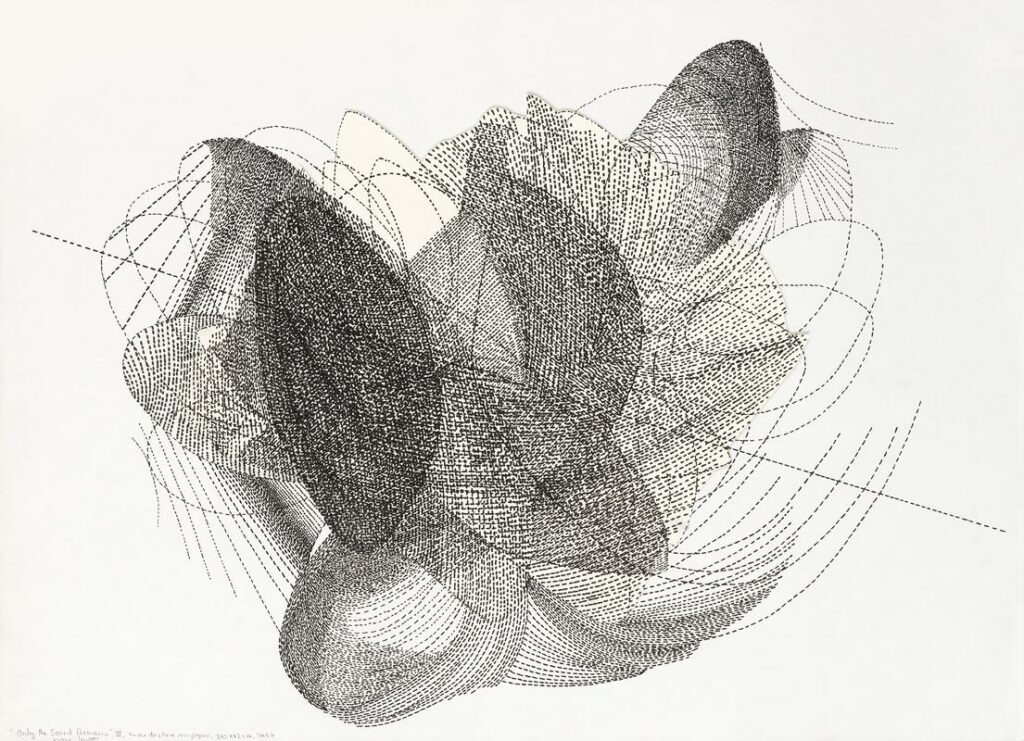 Only the sound remains VII, encre sur papier, 42x57.5 cm,  2024