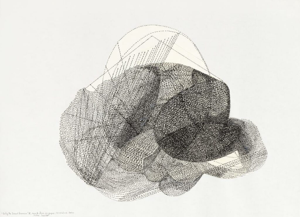Only the sound remains X, encre sur papier, 42x57.5 cm, 2024